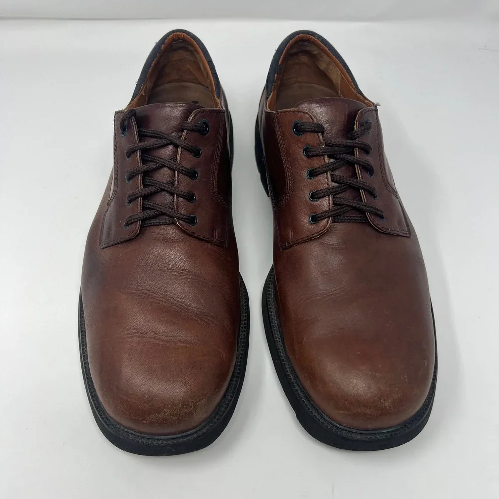 Rockport MJ401 Waterproof Oxford Mens 12 W Brown Leather Vibram Sole Derby